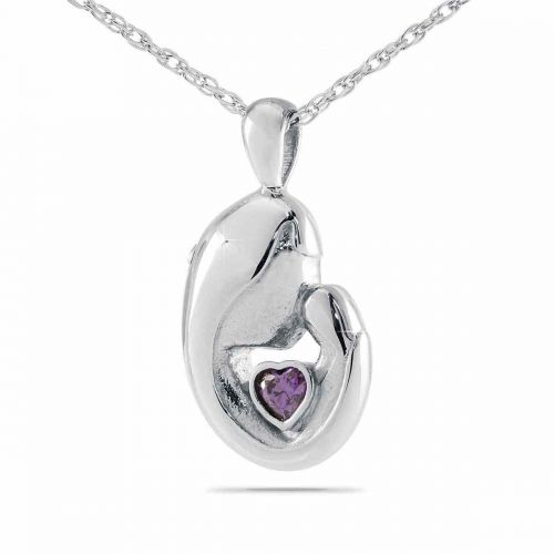 Mother s Love Purple Stone Silver Keepsake Cremation Jewelry -  - 33147