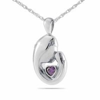 Mother's Love Purple Stone Steel Keepsake Cremation Jewelry