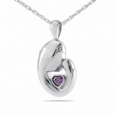 Mother's Love Purple Stone Steel Keepsake Cremation Jewelry
