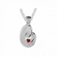 Mother's Love Red Stone Silver Keepsake Cremation Jewelry