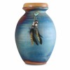 Large Native American Feathers Raku Cremation Urn - 200 Cubic Inch Large Native American Feathers Raku Cremation Urn - 200 Cubic Inch