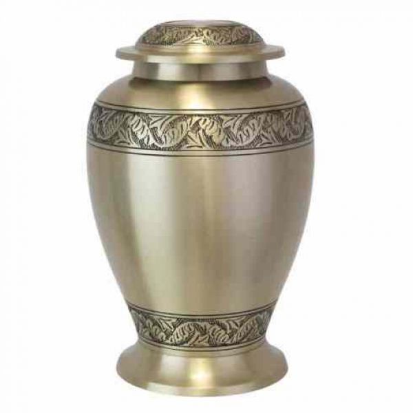 Metal Cremation Urns : Pershing Feather Brass Cremation Urn