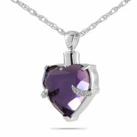 Royal Purple Heart Keepsake Cremation Jewelry Necklace