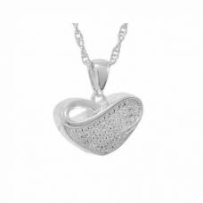 Silver Crystal Heart Necklace Keepsake Cremation Jewelry