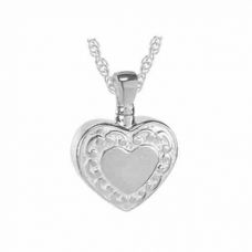 Silver Heart Pendant Cremation Chamber Jewelry Necklace