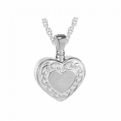 Silver Heart Pendant Cremation Chamber Jewelry Necklace -  - 80032
