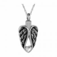 Silver Winged Heart Necklace Keepsake Cremation Jewelry