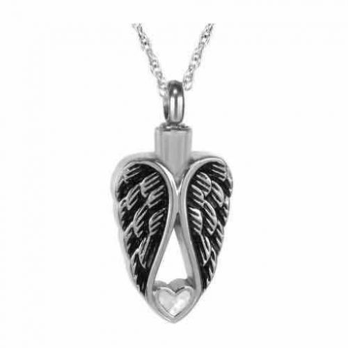 Silver Winged Heart Necklace Keepsake Cremation Jewelry -  - 44413