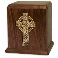 Celtic Cross Walnut Cremation Urn