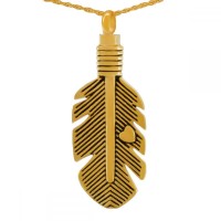 Delicate Feather Solid Gold Keepsake Cremation Urn
