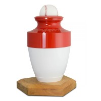 White and Red Baseball Cremation Urn