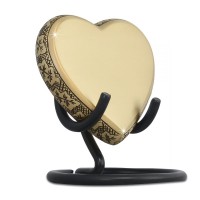 Maple Leaf Heart Matte Brass Keepsake Cremation Urn