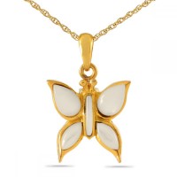 Butterfly Mother of Pearl Solid Gold Keepsake Cremation Urn
