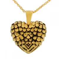 10K, 14K or 18K Gold - Solid Gold Feather Winged Heart Necklace Keepsake Cremation Urn