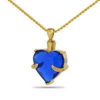 14K Aqua Blue Pendant Solid Gold Crystal Keepsake Cremation Urn