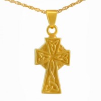 10K, 14K or 18K Gold - Intricate Celtic Cross Solid Gold Keepsake Cremation Urn