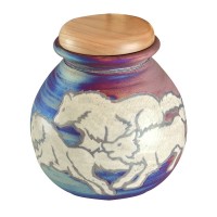 Spirit Wolves Raku Cremation Urn