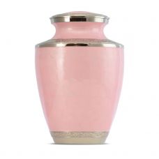 Pink Floral Adult Brass Urn