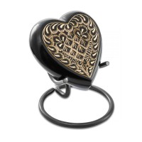 Black Etched Heart Keepsake Cremation Urn