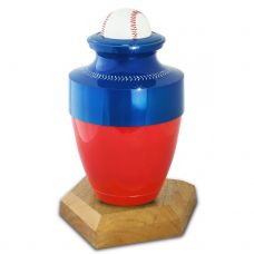 Blue and Red Baseball Urn