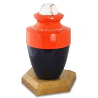 Orange and Black Baseball Cremation Urn