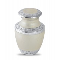 White Floral Metal Keepsake Cremation Urn
