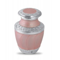 Pink Floral Metal Keepsake Cremation Urn