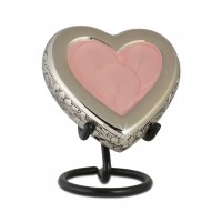 Loving Heart Pink Brass Keepsake Cremation Urn
