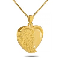 Leaf Heart Gold Steel Cremation Chamber Pendant Necklace