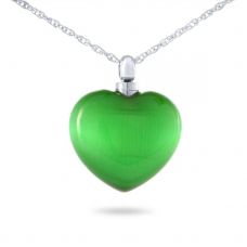 Light Green Glass Heart Necklace Keepsake