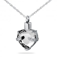 Clear Heart Steel Pendant Cremation Urn