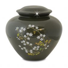 Forget Me Not Green Ceramic Urn