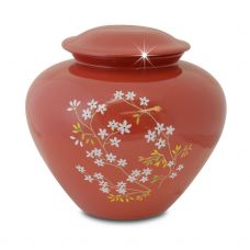 Forget Me Not Red Ceramic Urn