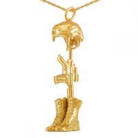 Solid Gold Battlecross Cremation Chamber Pendant Necklace