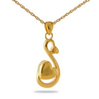 Gold Steel Heart Teardrop Cremation Chamber Pendant Necklace