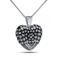 Silver Feather Winged Heart Necklace Keepsake Cremation Urn