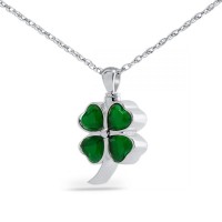 Clover Shamrock Silver Keepsake Cremation Urn