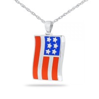 American Flag Patriot Silver Keepsake Cremation Urn