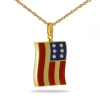 American Flag Gold Steel Patriot Keepsake Cremation Urn