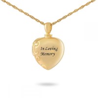 In Loving Memory Gold Steel Cremation Chamber Pendant Necklace