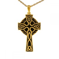 Celtic Cross Pendant Gold Steel Keepsake Cremation Urn