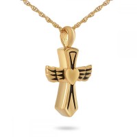 Take Flight Gold Steel Keepsake Cremation Urn Pendant