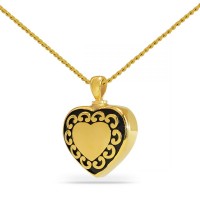 Gold Steel Heart Pendant Keepsake Cremation Urn