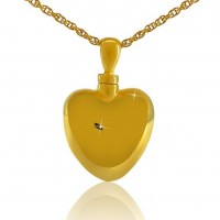 Gold Steel Heart Love Cremation Chamber Pendant Necklace