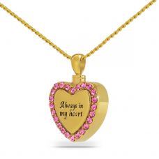 Gold Steel Pink Gleaming Heart Pendant