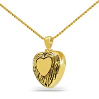 Loving Heart Gold Steel Cremation Chamber Pendant Necklace