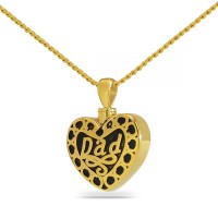 Gold Steel Dad Heart Necklace Keepsake Cremation Urn