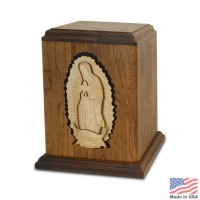 Lady of Guadalupe Walnut Wood Cremation Urn