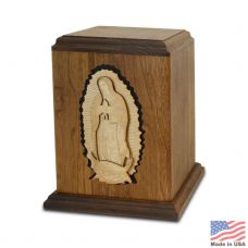 Lady of Guadalupe Walnut Wood Urn