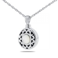 White Stone Steel Cremation Chamber Necklace